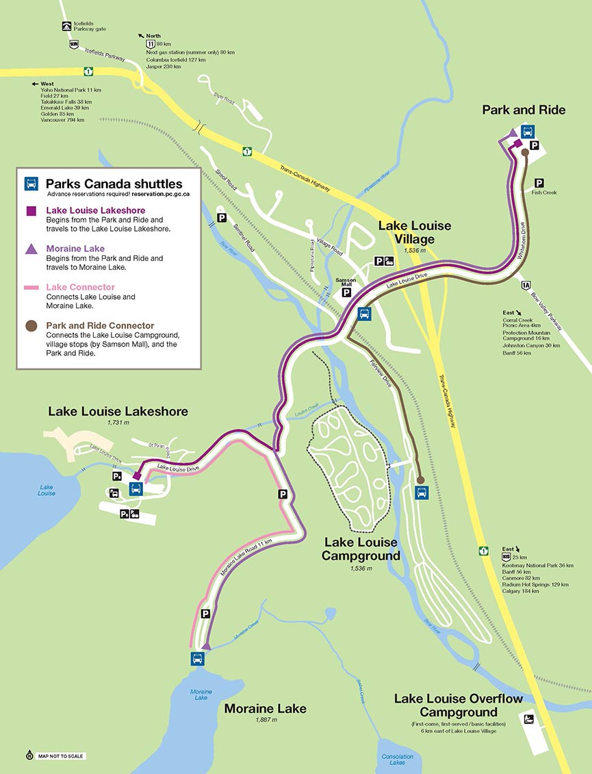 Map of Lake Louise Shuttles