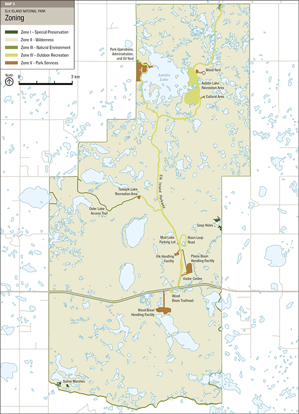  Map 3: Elk Island National Park zoning — Text version follows