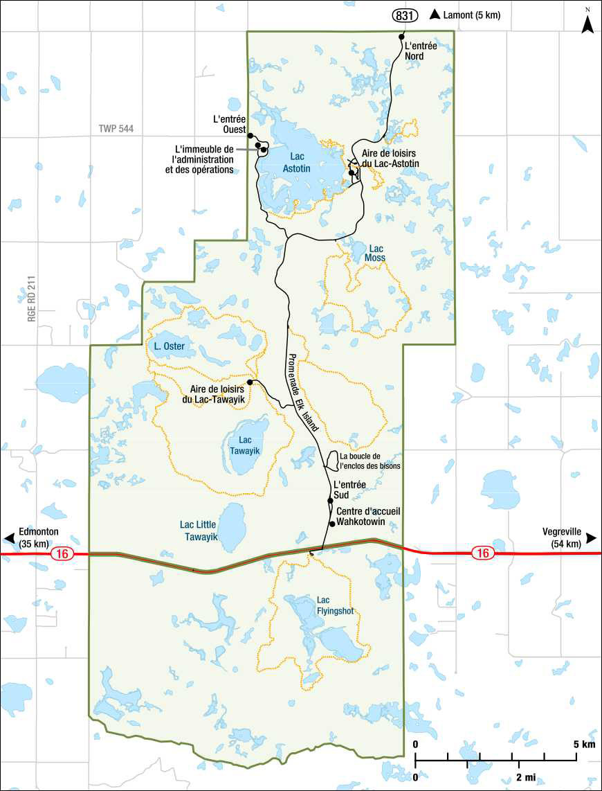 Carte des sentiers du parc national Elk Island