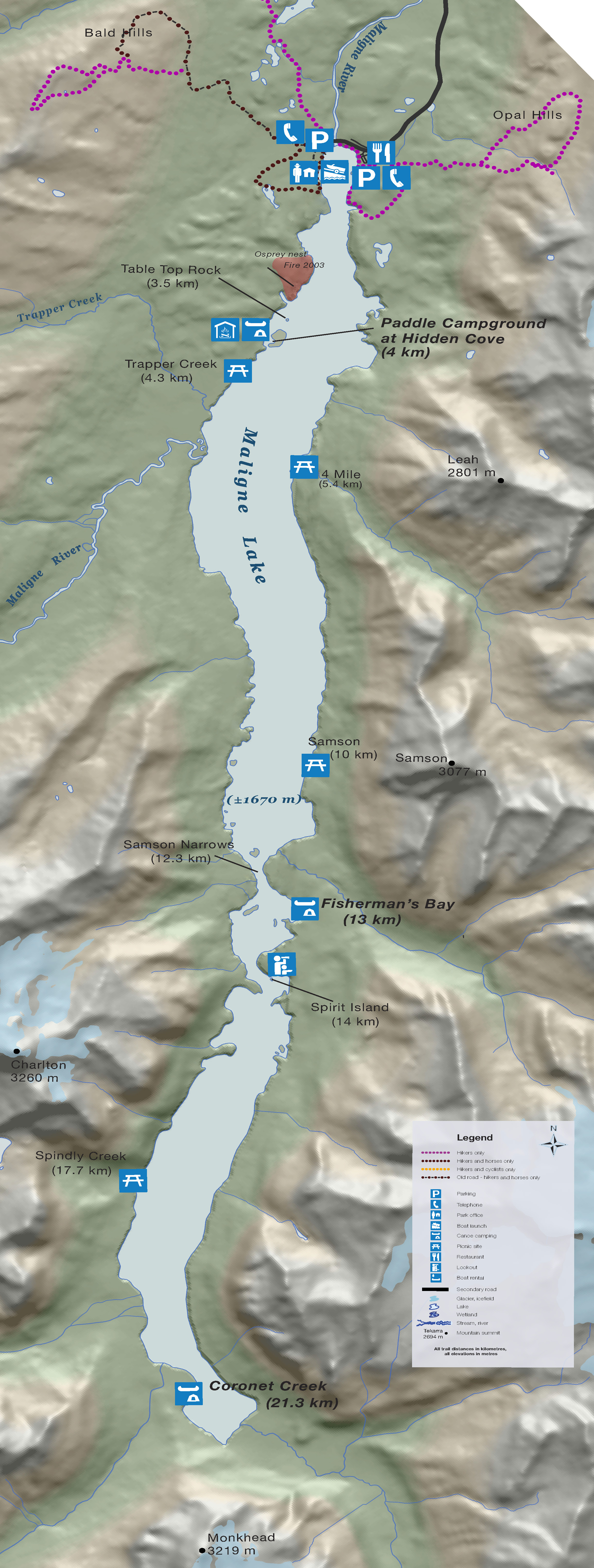 Maligne Lake Map