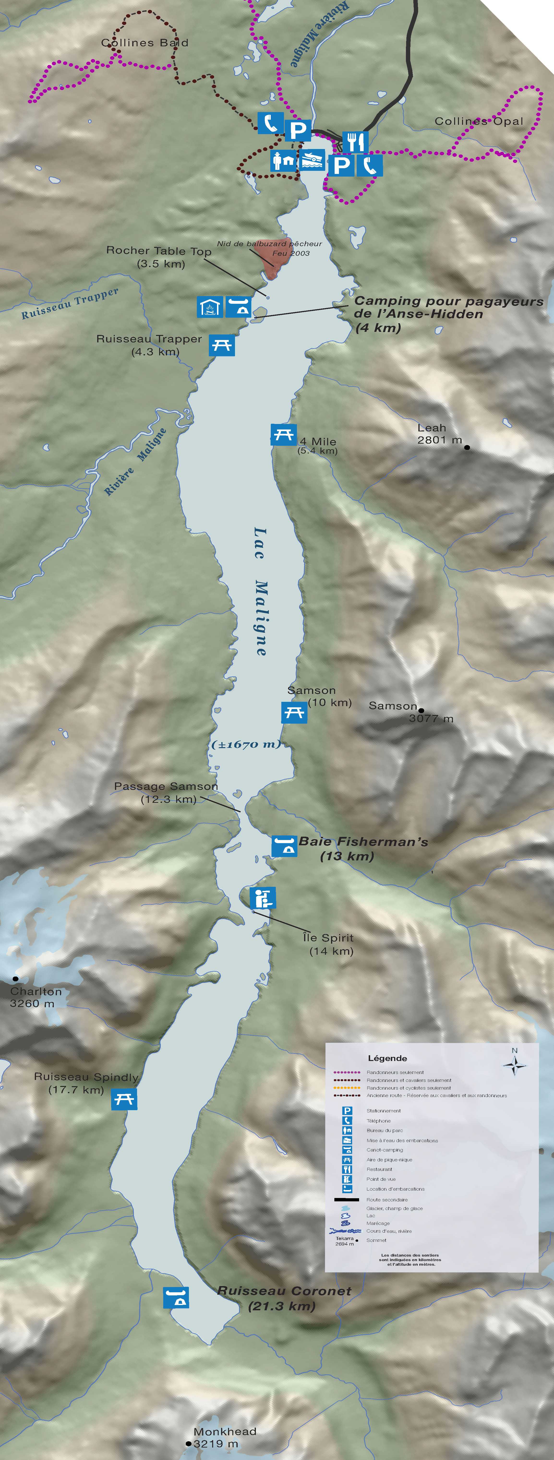 Carte du lac Maligne