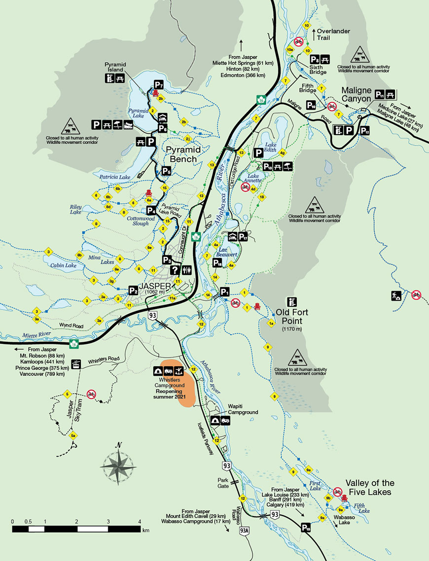 Map of Three Valley Confluence - Jasper National Park