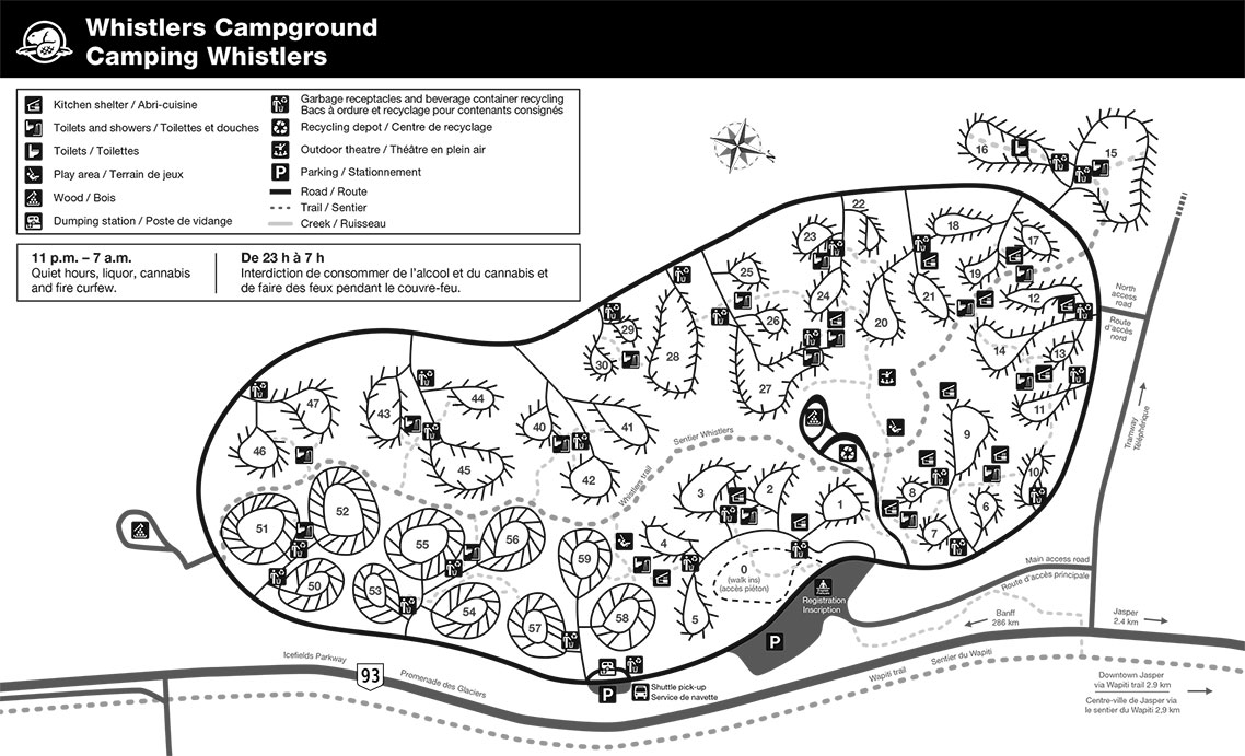 Whistlers campground map