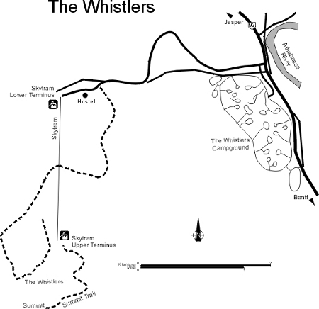 Map of The Whistlers - Jasper National Park