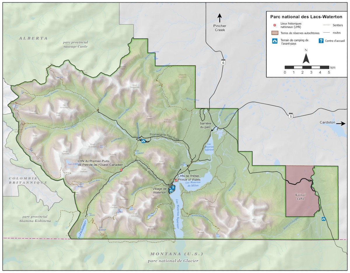Carte 2: Parc national des Lacs-Waterton