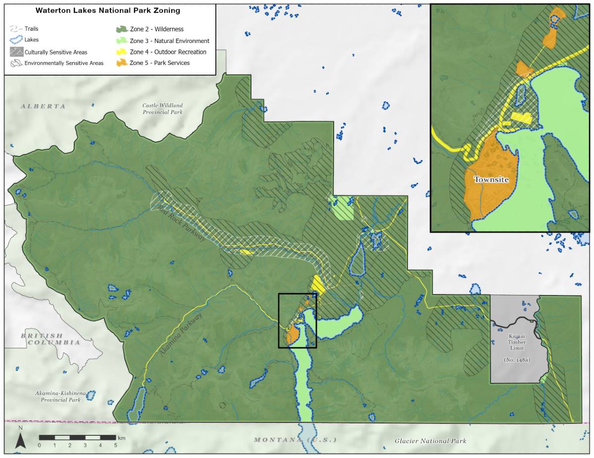 Map 4: Waterton Lakes National Park zoning
