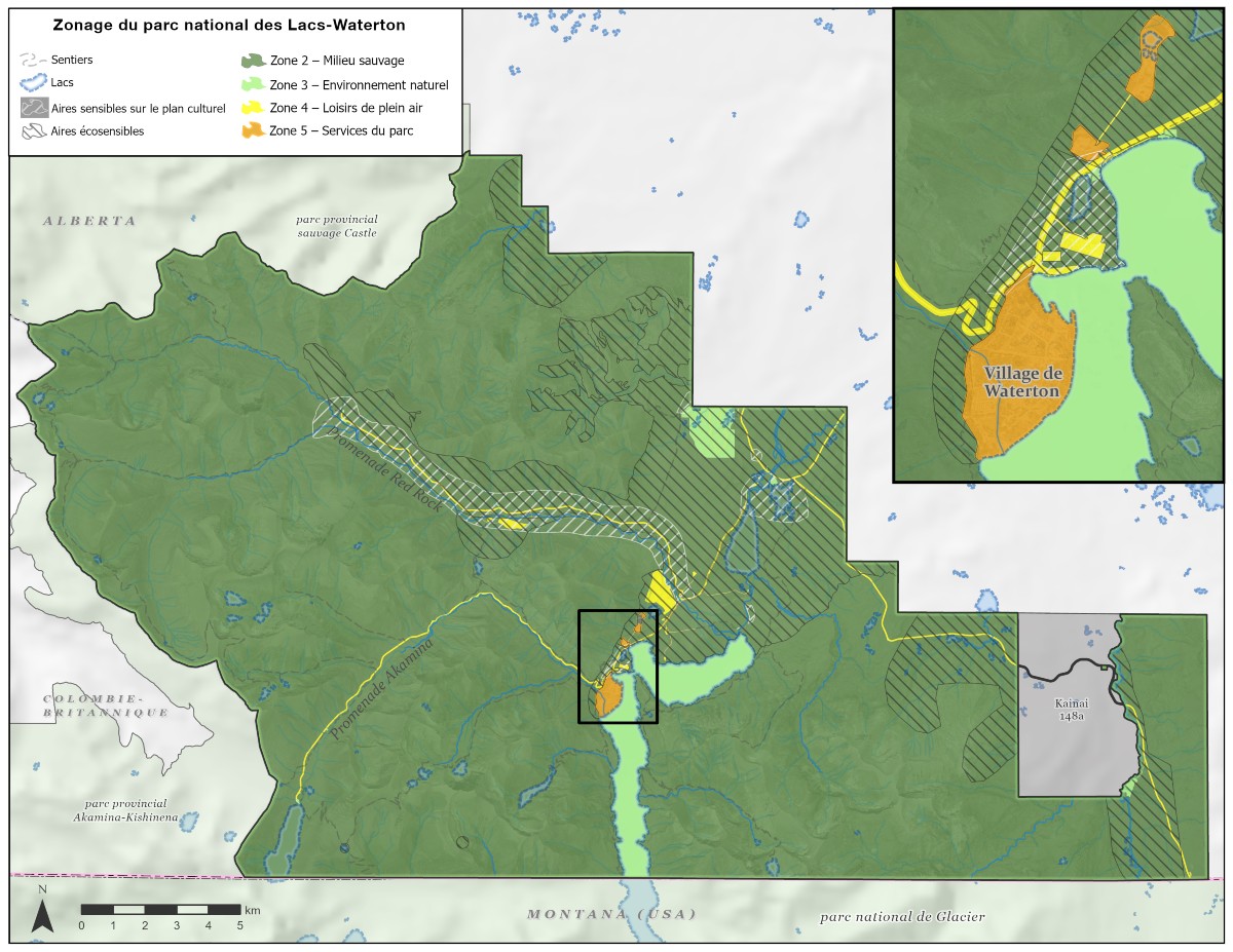 Carte 4 : Zonage du parc national des Lacs-Waterton