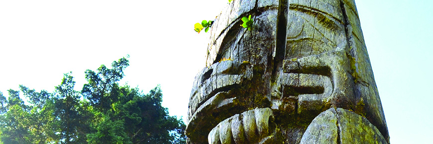Up-close of totem pole