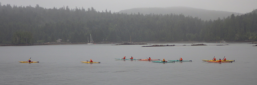 Groupe de kayakistes sur l’eau