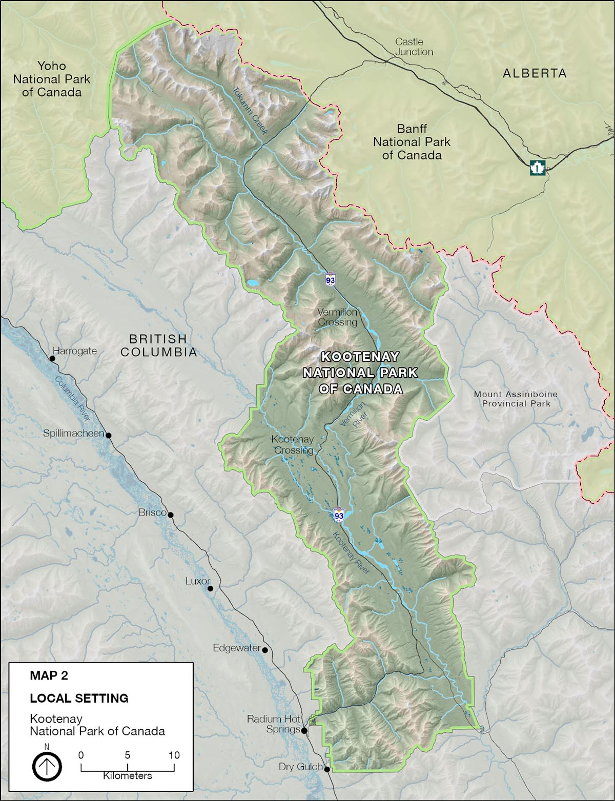 Map 2: Local setting – Kootenay National Park