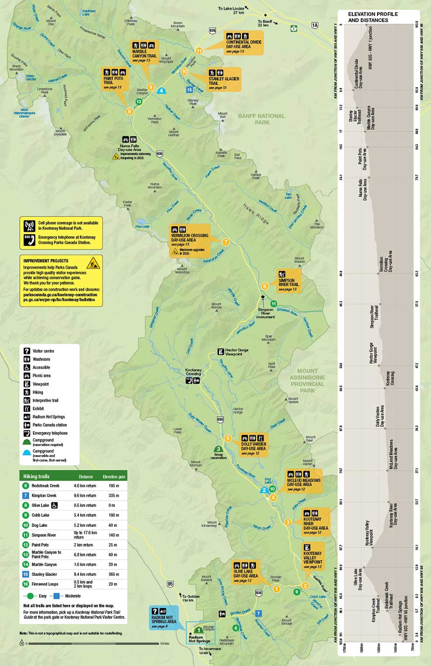 Map of Kootenay National Park