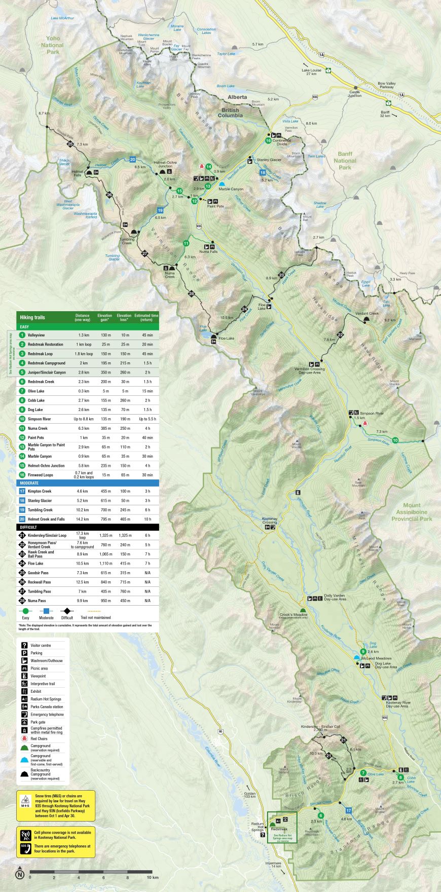 Kootenay National Park Trail Map