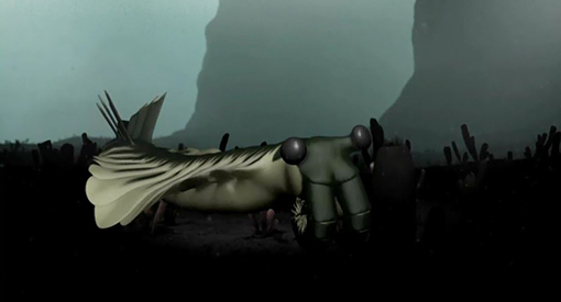 Animated drawing of a Burgess Shale creature