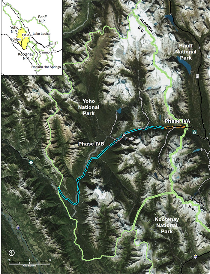 Map of the Trans-Canada Highway in Yoho National Park