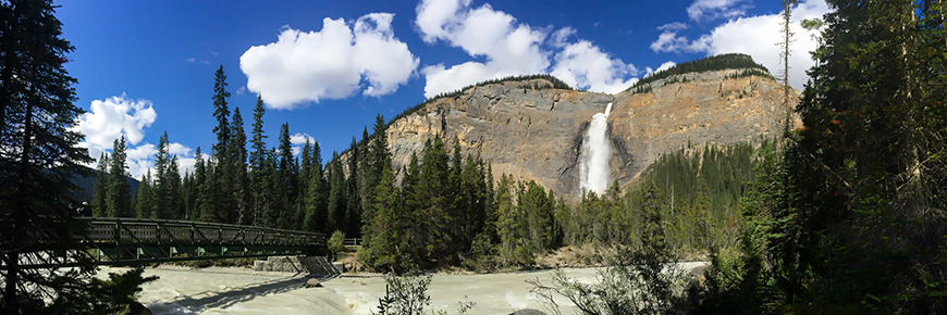 Takakkaw Falls on a warm August afternoon