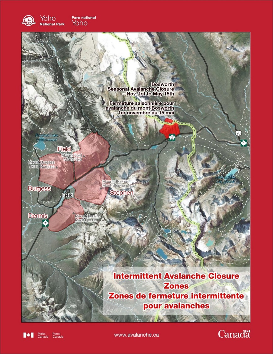 zone de fermeture rouge sur une carte des montagnes
