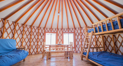 Inside the yurt.