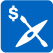 Symbol with a kayak and a dollar sign