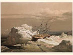 Old drawing showing Captain Robert McClure’s abandoned British exploration ship, HMS Investigator, trapped in the ice in the 1850’s off the northern coastline of the present day park.