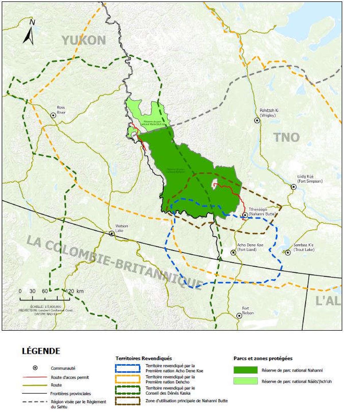 Territoires autochtones dans la réserve de parc national du Canada Nahanni