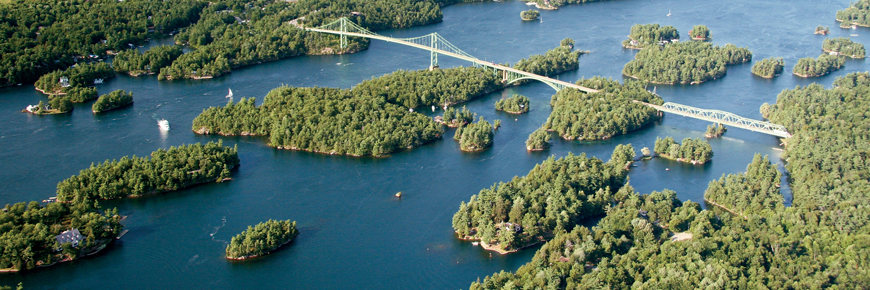 Aerial view of the St. Lawrence River.