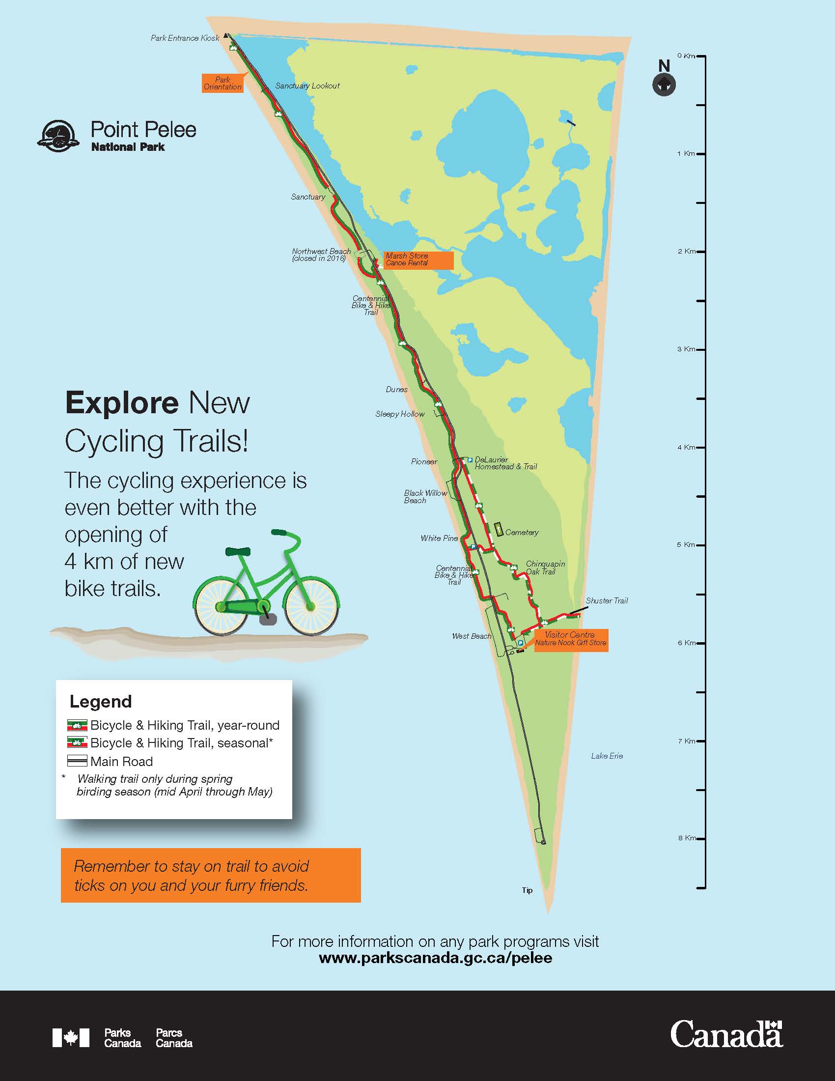 Point Pelee National Park Map Bicycling - Point Pelee National Park