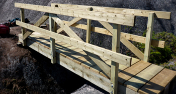 A wooden footbridge.