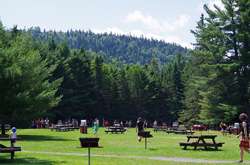 people strolling through the Shewenegan picnic area.