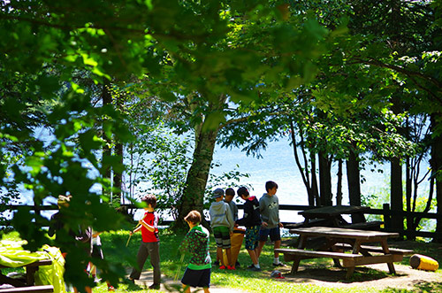 People wandering on the Wapizagonke picnic area