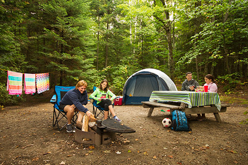 A family on its campsite