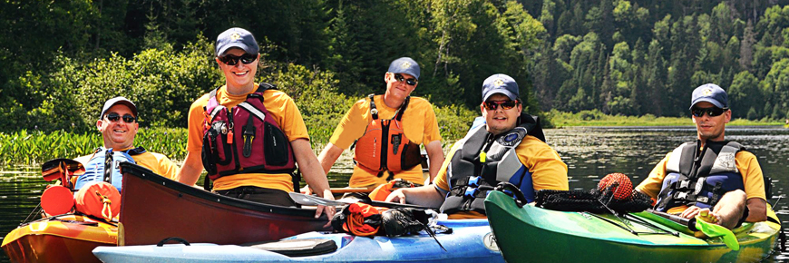 Some members of the Canadian Ski Patrol kayaking.