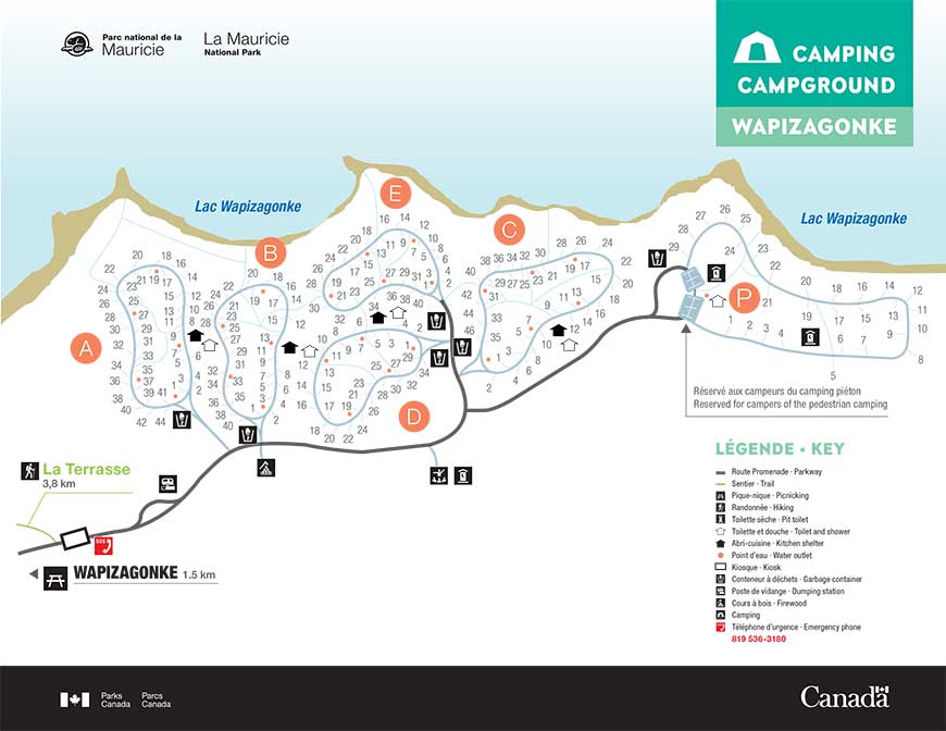 Carte du terrain de camping Wapizagonke