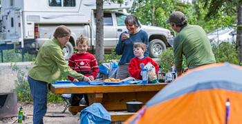 family in a campsite