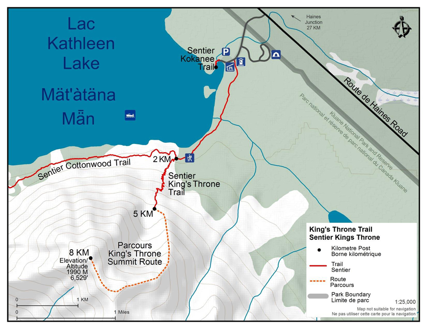 map of Kings Throne trail and route