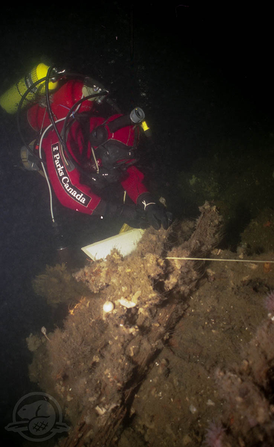 F. Ronca mapping the Rivière-Verte wreck