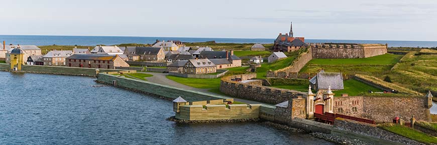 An aerial view of the Fortress of Louisbourg.