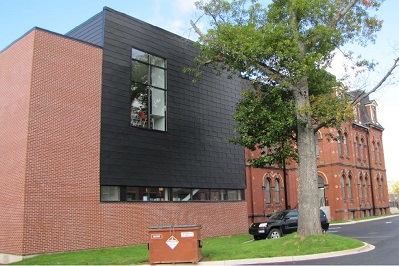 Truro Old Normal College east elevation and rear annex. © Christine Boucher, Agence Parcs Canada / Parks Canada Agency, 2017.