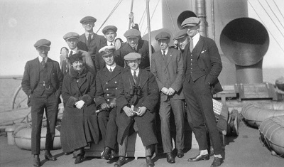 The world's first Olympic hockey champions. This portrait, taken by the team's right defenceman, shows the players aboard the R.M.S. Melita during their nine-day voyage by ship to the Olympic Games in Antwerp, Belgium. (© Johannesson, Konnie / Library and Archives Canada | Bibliothèque et Archives Canada / PA-111330)