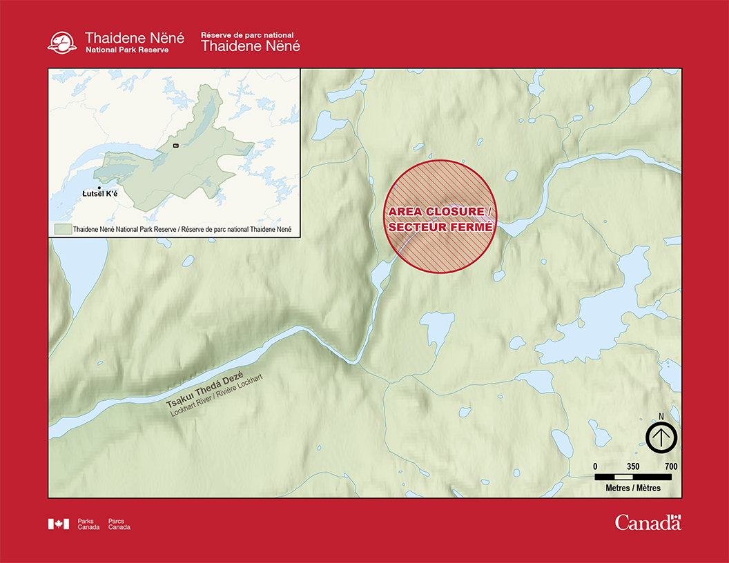 Area closure for Parry Falls covering a small area along the Lockart River.
