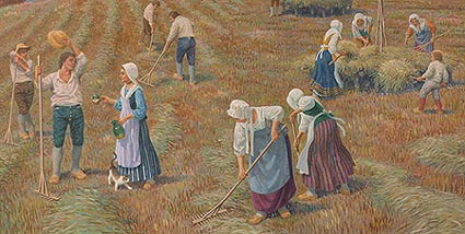 Acadians harvesting hay.